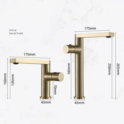 DecorBites™ Brushed Gold Basin Faucet: Single Handle Brass Bathroom Mixer Tap