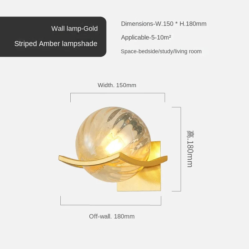 Lámpara de pared de bola de vidrio oro Decorbites™ para decoración de iluminación interior moderna