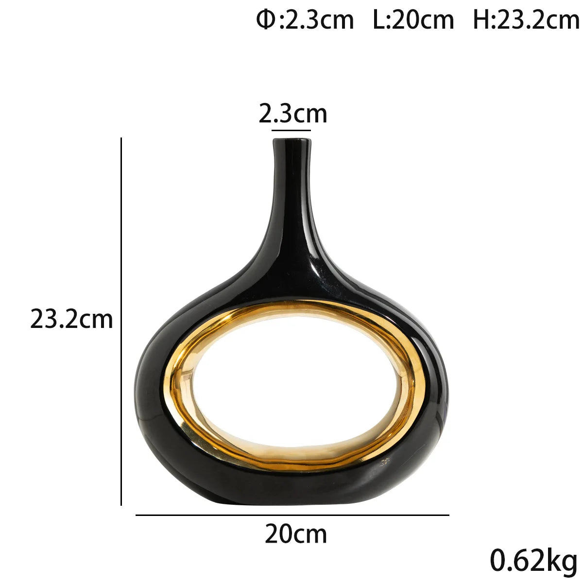 DecorBites™ Golden Flower Vase for Home Decoration and Flower Arrangement