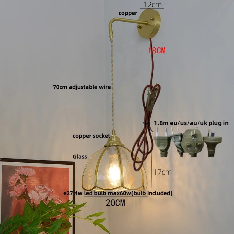 Decorbites™ Glas Messing LED Wandleuchte Vintage Waschleuchte Wandlampe