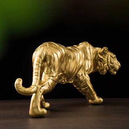 DecorBites™ Golden Tiger Resin Figurines for Home & Office Decor Miniature Ornaments & Collectibles