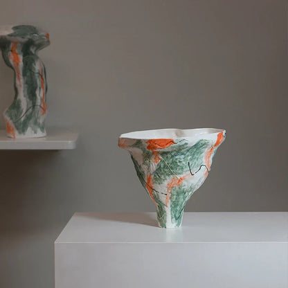 مزهرية خزفية بتصميم تجريدي غير منتظم من DecorBites™ لتزيين المنزل