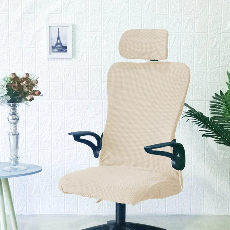 Decobites Waffle Grid Chair Cover | Solid Color Fleece Seat Case | Waterproof & Stretch_office Home Chair Protector