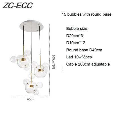 DecorBites™ Glass Bubble LED Chandelier: Stylish Ceiling Lighting for Dining & Living Room