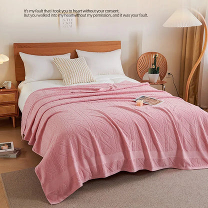 بطانية منشفة من قماش الجاكار القطني من DecorBites™ للبالغين في الصيف مع تكييف الهواء وغطاء للأريكة