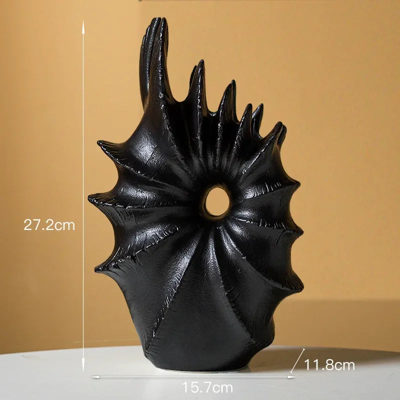 DecorBites™ Conch Shape Ceramic Vase for Artificial Flower Arrangements