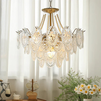 DecorBites™ Glass Dining Room Chandelier: Retro French Style for Living & Master Bedroom