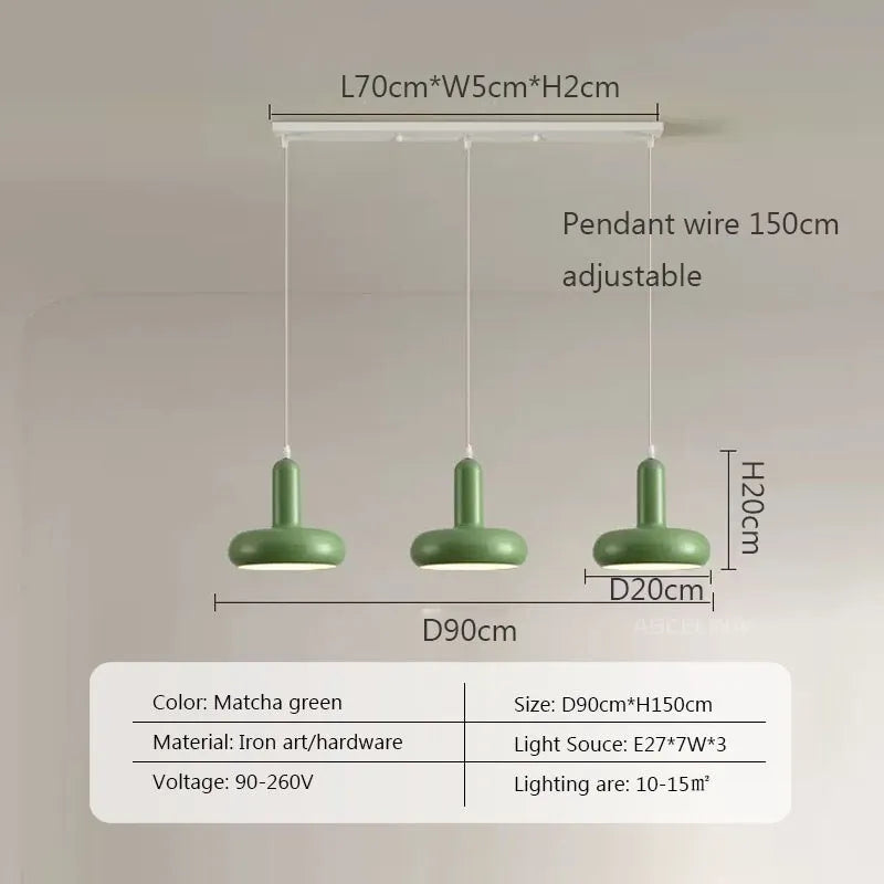 DecorBites™ Disc Shaped LED Pendant Light in Cream White Green for Bedroom Living Rooms