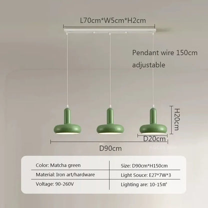 DecorBites™ Disc Shaped LED Pendant Light in Cream White Green for Bedroom Living Rooms