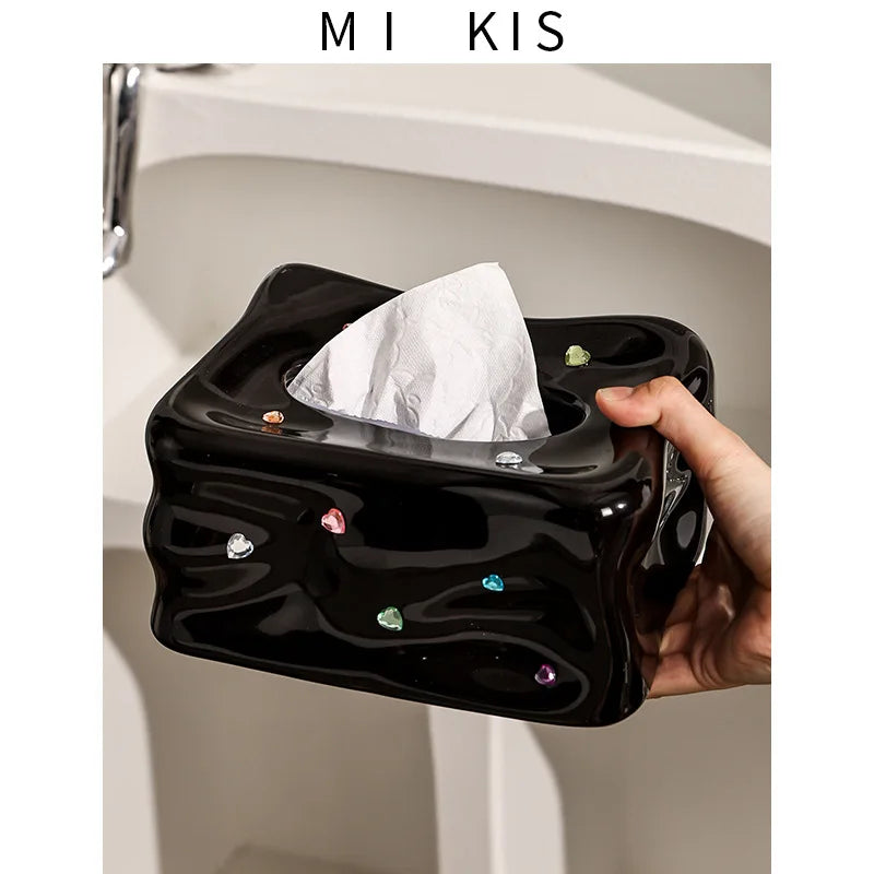 DecorBites™ Heart Gemstone Tissue Box & Paper Towel Holder: Desktop Storage & Home Décor