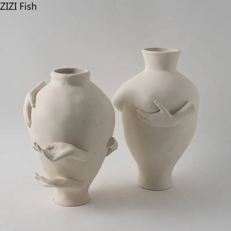 مزهرية سيراميك فنية تجريدية من DecorBites™ لتزيين المكتب وإضفاء لمسة جمالية على الغرفة