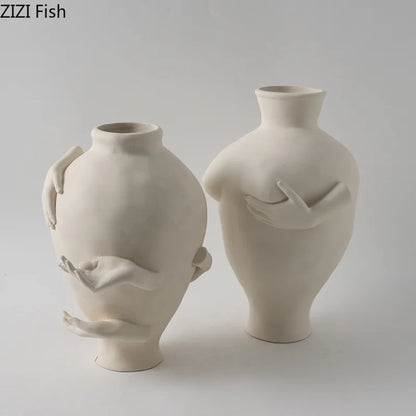 مزهرية سيراميك فنية تجريدية من DecorBites™ لتزيين المكتب وإضفاء لمسة جمالية على الغرفة