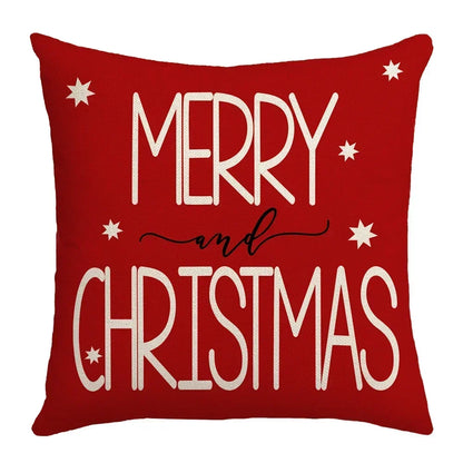 DecorBites™ Christmas Elk Pillowcase 45x45cm Farmhouse Red Letter Design