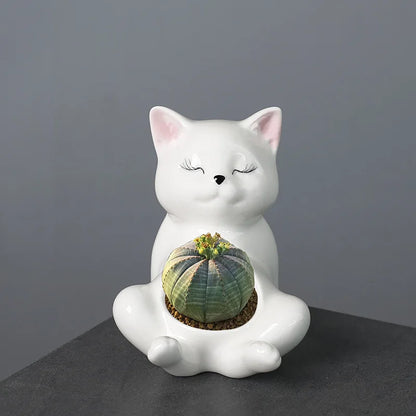 DecorBites™ Cartoon Kitten Ceramic Flowerpot Succulent Cat Plant Pot Garden Decor