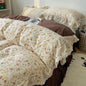 Decobites Korean Lace Ruffles Bedding Set with Bed Skirt, Soft Skin-Friendly Material