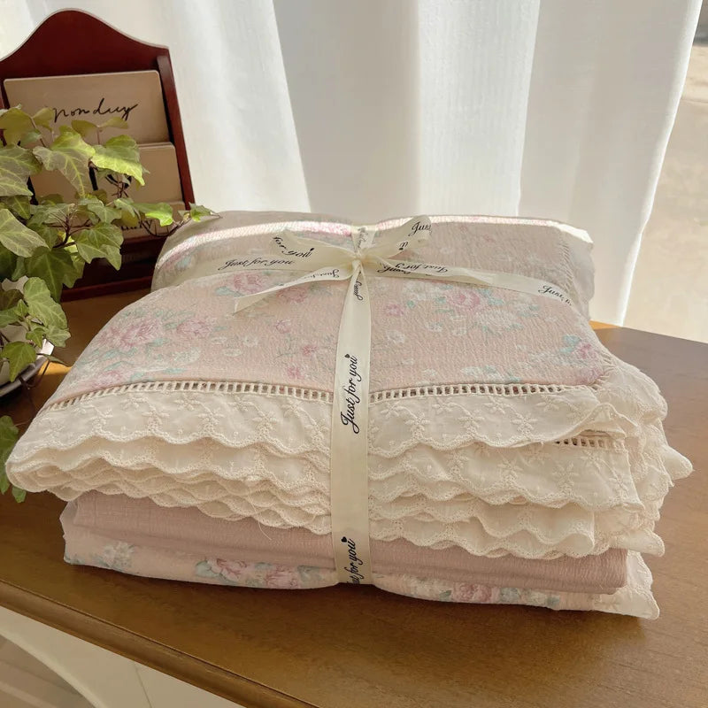 DecorBites™ Lace Romantic Comforter Set - Full Twin Double Size Bed Linens