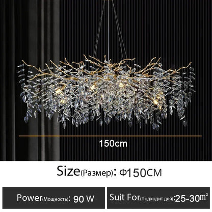 DecorBites™ Branch Crystal Chandelier: Luxury LED Ceiling Light for Living Room & Dining Room