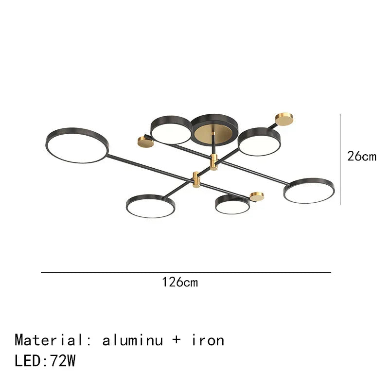 Decorbites™ Gold Schwarz Metall LED Kronleuchter – Minimalistisches 3-Farbtemperatur-Beleuchtung für Wohnzimmer und Restaurant