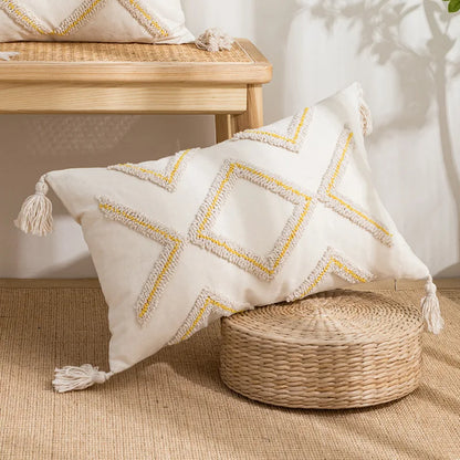 أغطية وسائد DecorBites™‎ مطرزة بأشكال هندسية من قماش قطني منقوش لديكور المنزل