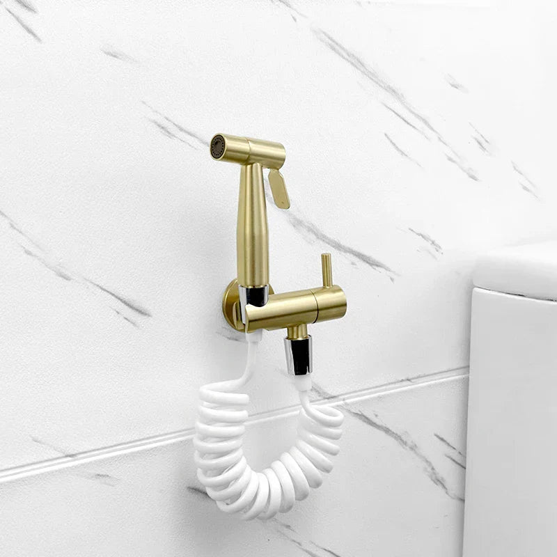 Decorbites™ Grifo de Bidé Dorado Pulverizador Manual de Grifo de Agua Fría Único Grifo Higiénico para Inodoro Ducha
