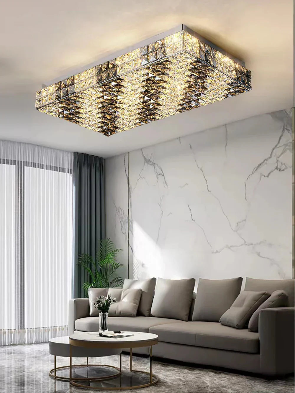 Lámpara de araña rectangular LED de cristal DecorBites™ para una decoración elegante del hogar