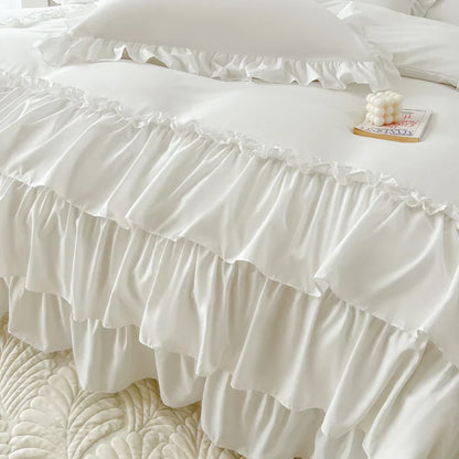 DecorBites™ Lace Ruffle Princess Bedding Set with Bed Skirt & Pillowcases