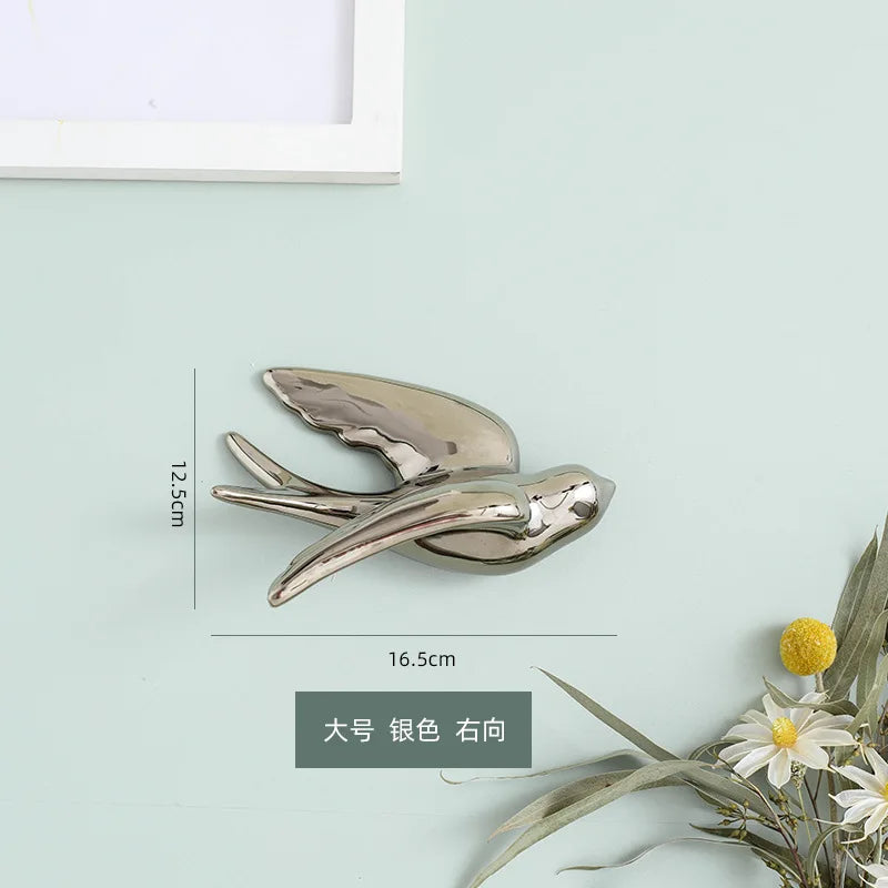 DecorBites™ Golden Bird Swallow Sculpture Wall Decor Three-dimensional Handicrafts