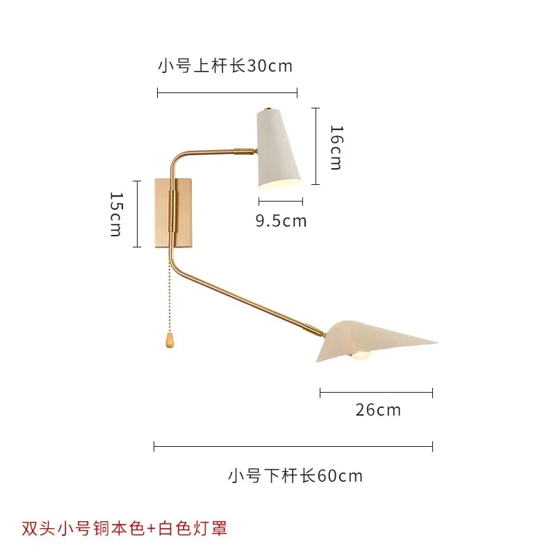 DecorBites™ Adjustable Double Head LED Wall Lamp with Pull Switch