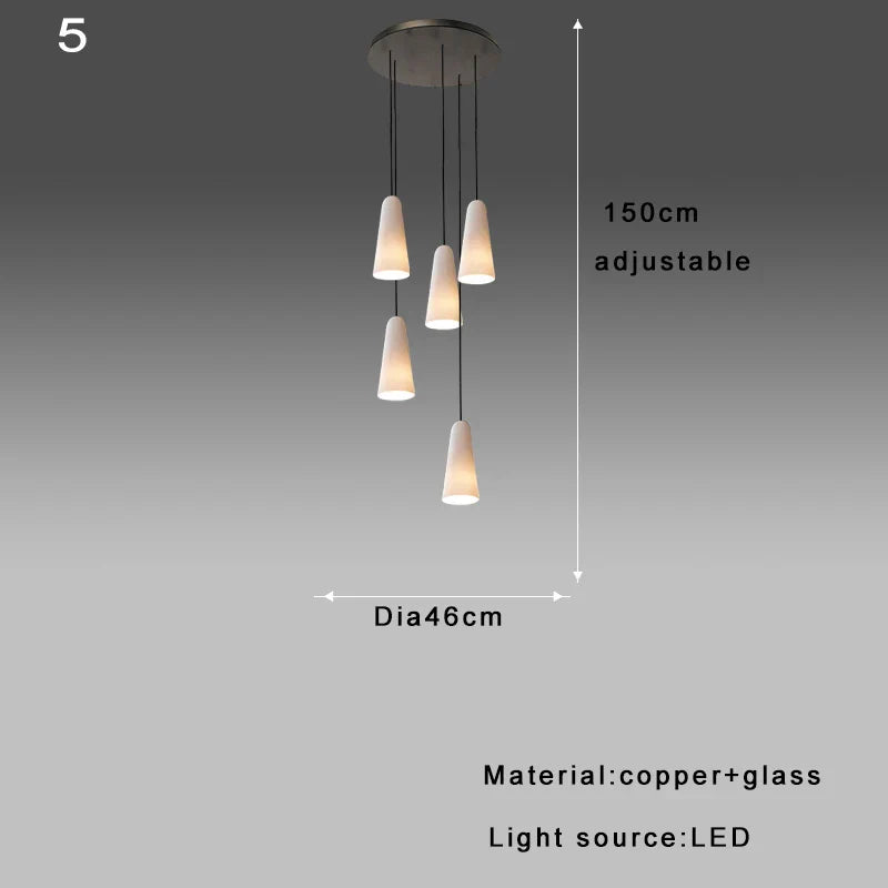 DecorBites™ Elegant White Glass Cup Chandeliers for Luxe Living Room