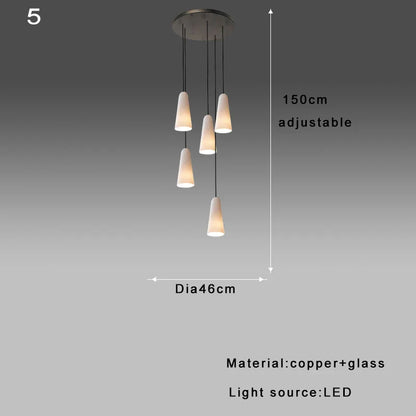 DecorBites™ Elegant White Glass Cup Chandeliers for Luxe Living Room