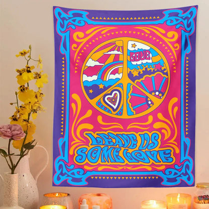 Decobites Psychedelic Peace Symbol Tapestry Wall Hanging Home Decor