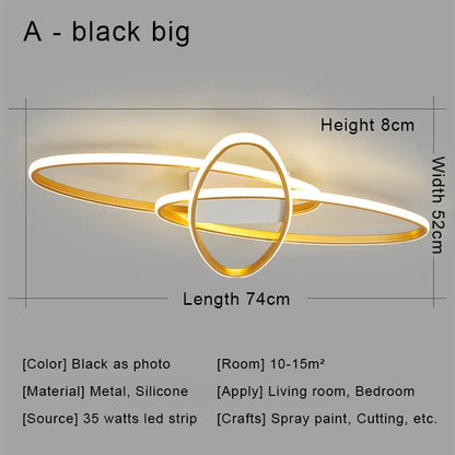 DecorBites™ Black LED Chandelier Ceiling Light Remote Control Fixture for Living Room, Bedroom & Kitchen