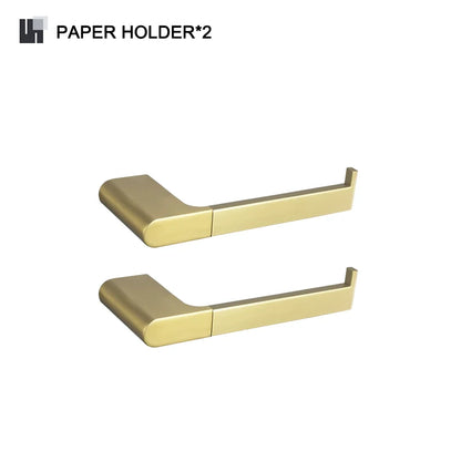 DecorBites™ Gold Bathroom Accessories Set: Towel Bar Rail, Toilet Paper Holder, Towel Rack, Hook