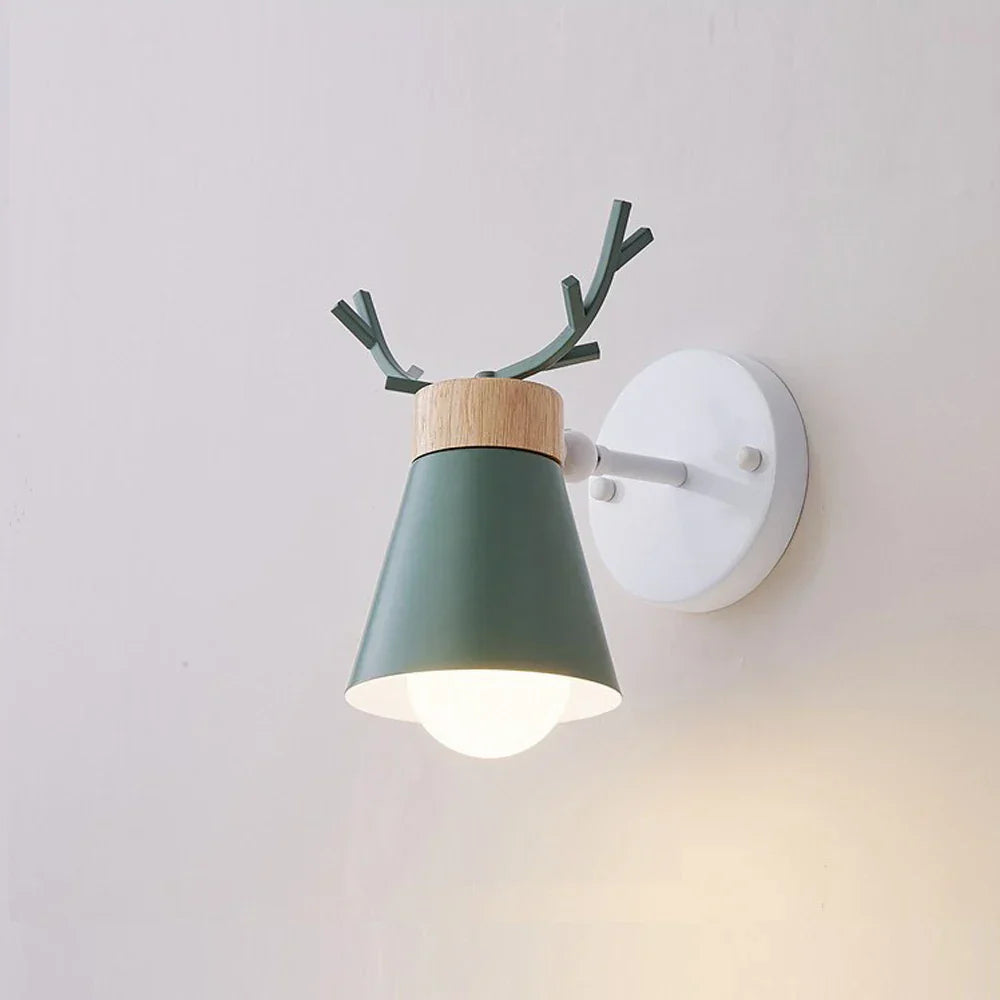 DecorBites™ LED Antlers Wall Lamp Wooden Nordic Vintage Modern Loft Bedroom Lighting E27