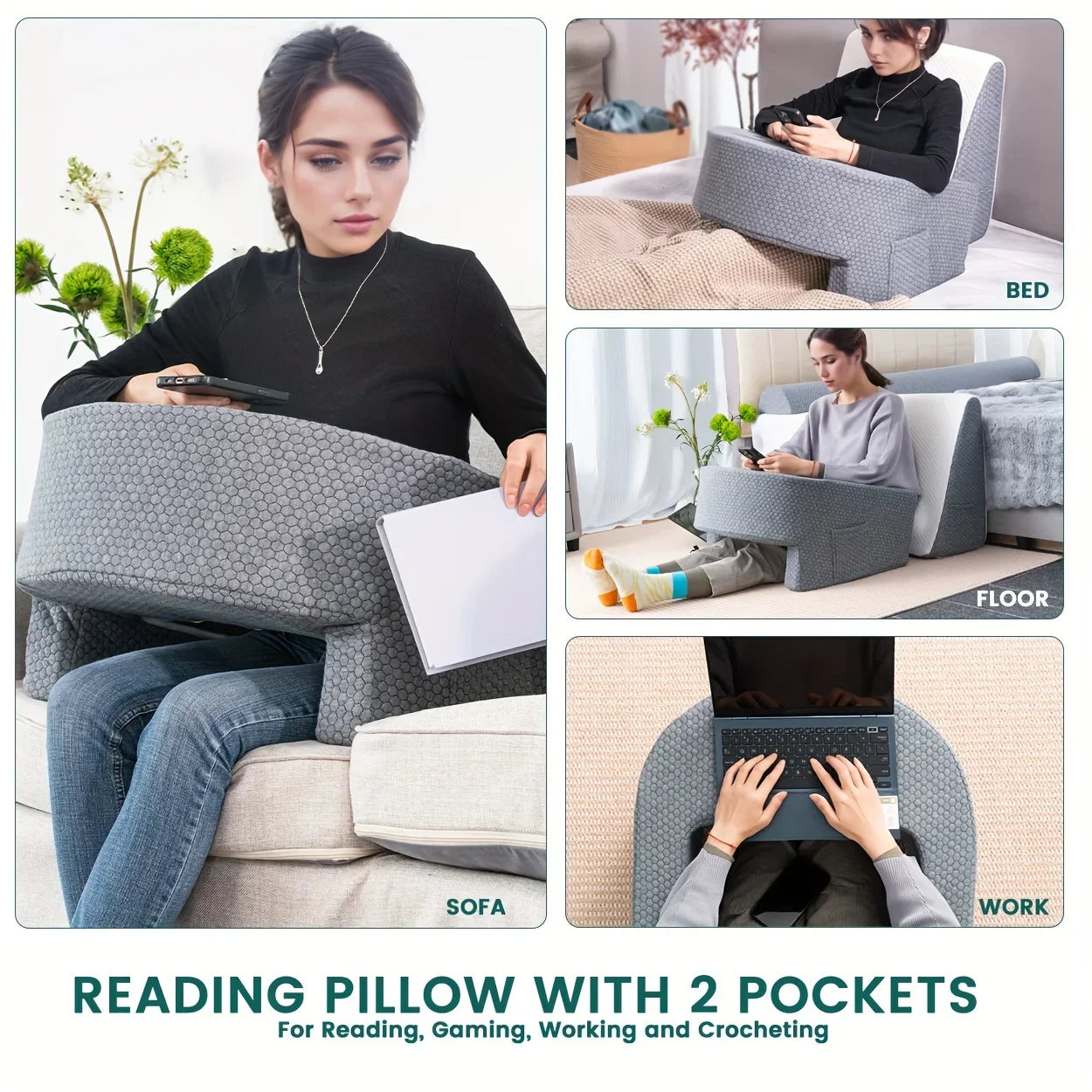 Decobites Soft Reading Pillow - Perfect for Gaming, Working, and Relaxing on Floor Sofa