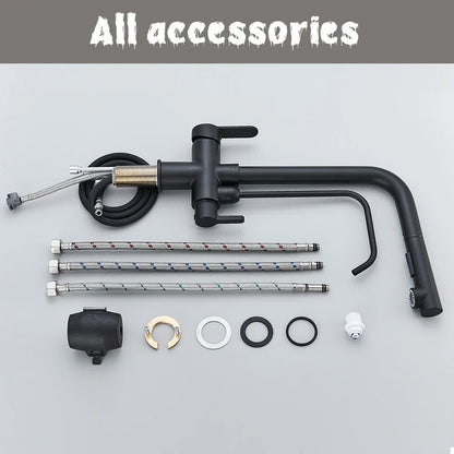 DecorBites™ Black 2-in-1 Purification Kitchen Faucet with Flexible Pull Out Nozzle