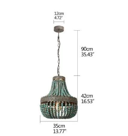 DecorBites™ Blue Wood Beads Ceiling Chandelier Pendant Lamps