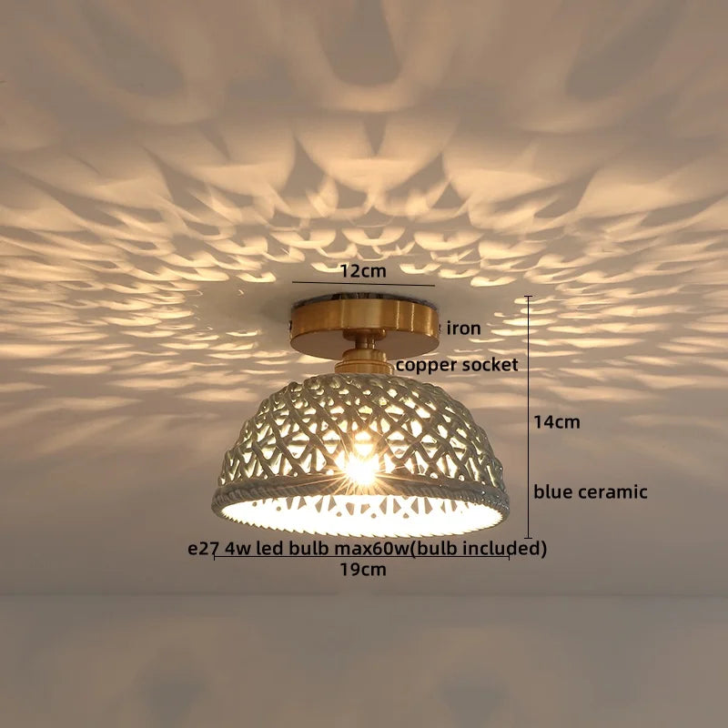 DecorBites™ Copper Wood LED Ceiling Lamp Ceramic Modern Ceiling Lights for Home Decor