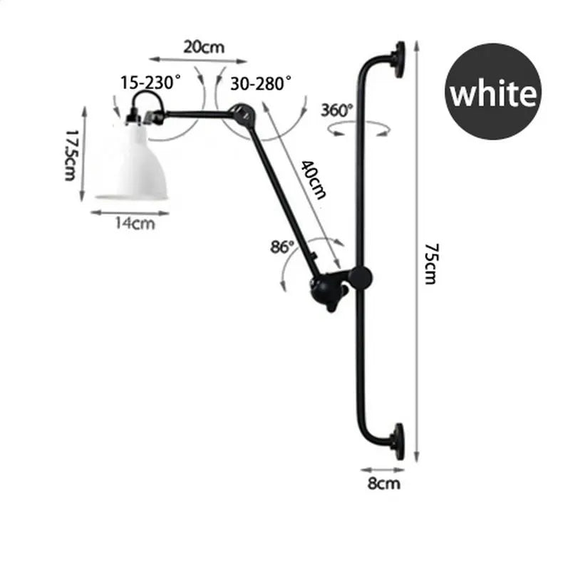 DecorBites™ Industrial Iron Swing Arm Wall Lamp for Bedroom, Living Room, Office Decor