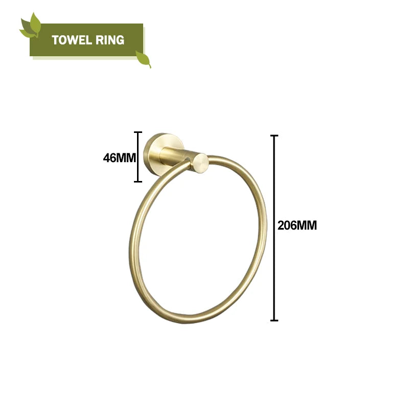 Juego de accesorios de baño DecorBites™ en oro cepillado: portarrollos, toallero y gancho para bata - Accesorios de baño para montaje en pared