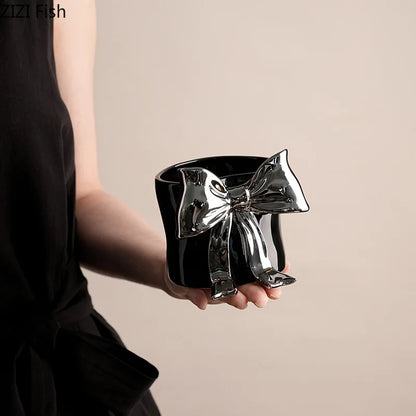 DecorBites™ Bowknot Porcelain Coffee Cup | Exquisite Tea Mug for Dining Table