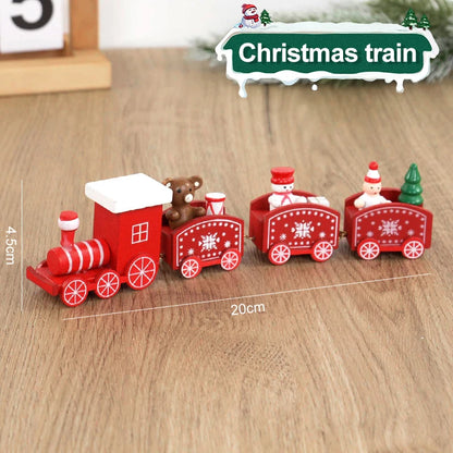 Christmas Wooden Train Merry Christmas Decorations for Home 2024 Xmas Tree Ornament  Navidad Noel Kids Gift Happy New Year 2025