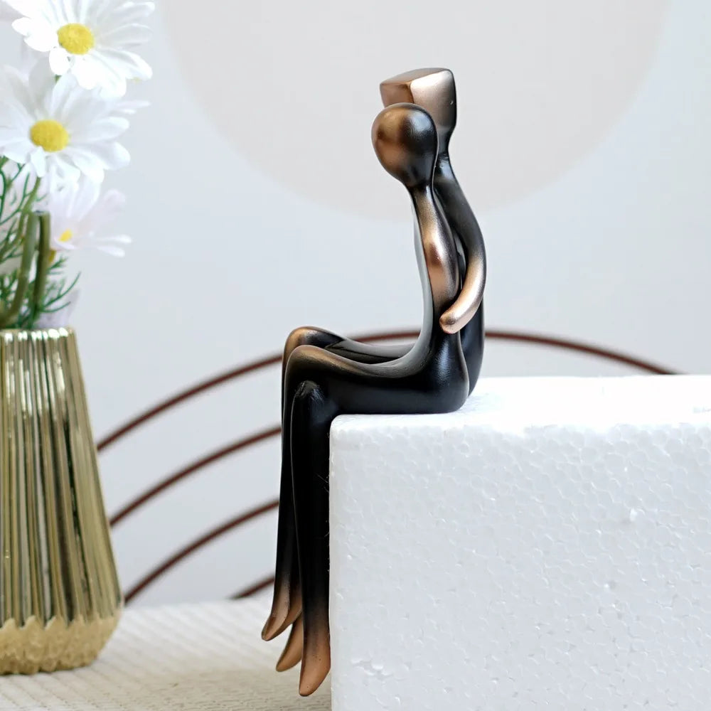 DecorBites™ Elegant Resin Couple Sculptures: Modern Art Statues for Desk Decor & Anniversary Gift