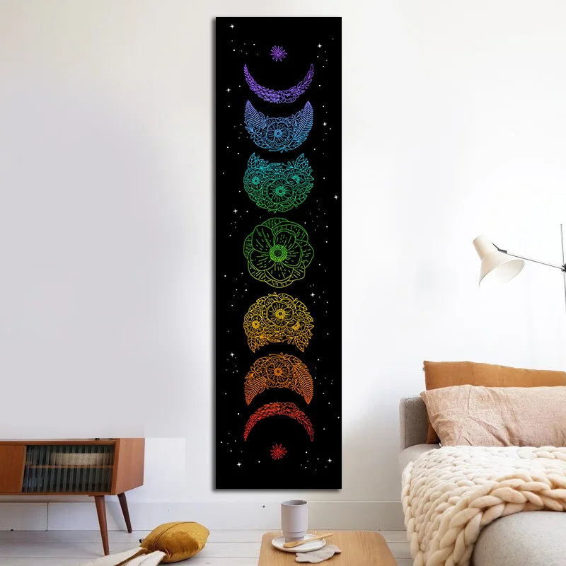 Decobites Moon Phase Botanical Tapestry - Aesthetic Home Decor