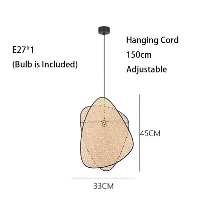 DecorBites™ Leaf Grid Handmade Rattan Screen Chandelier for Modern Living Room and Bedroom