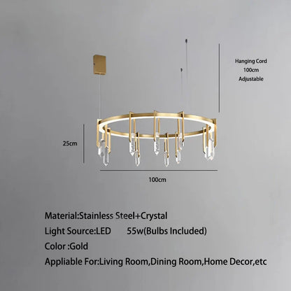 DecorBites™ Bronze LED Crystal Hanging Lamp Luxury Fixture for Living Room