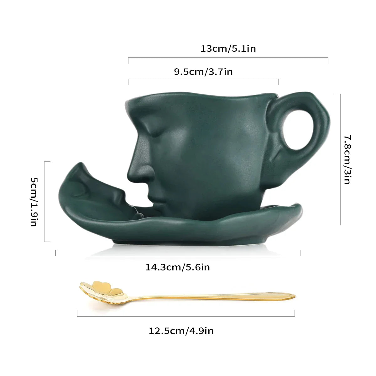 DecorBites™ Ceramic Kissing Couple Tea Cup Set with Saucer and Spoon