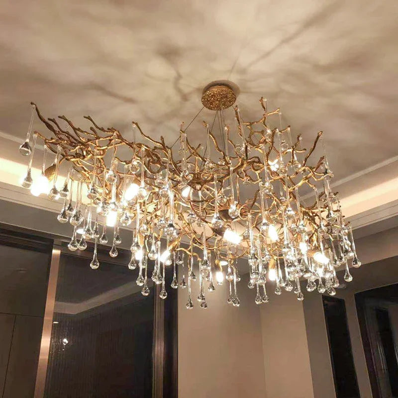 Lámpara de Suspensión de Cobre de Lujo de Araña de Cristal de Rama LED™ Decorbites