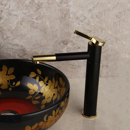 DecorBites™ Gold Plated & Chrome Basin Faucet with Long Spout, Single Handle Mixer