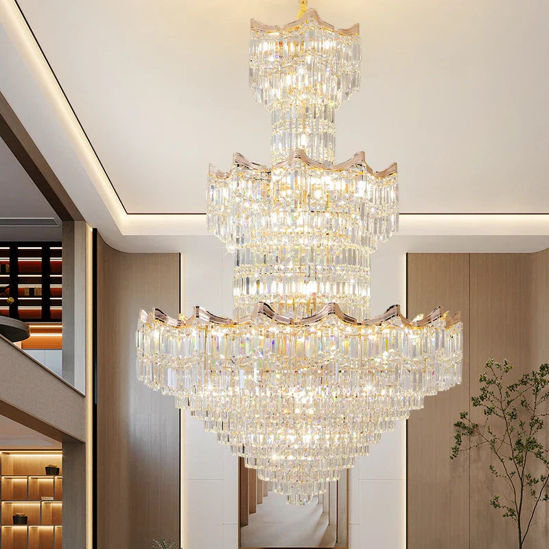 DecorBites™ Crystal Duplex Chandelier: Post-Modern Luxury Living Room Club Villa Lighting